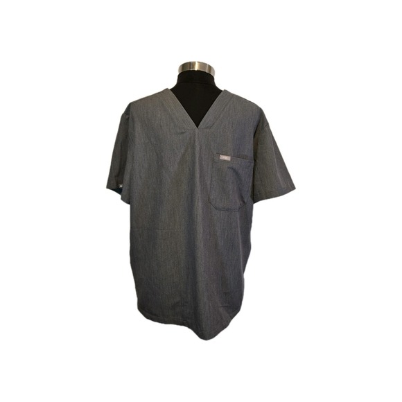 Figs Tops - FIGS Technical Collection Scrub Top Gray Men's Large V-Neck Medical